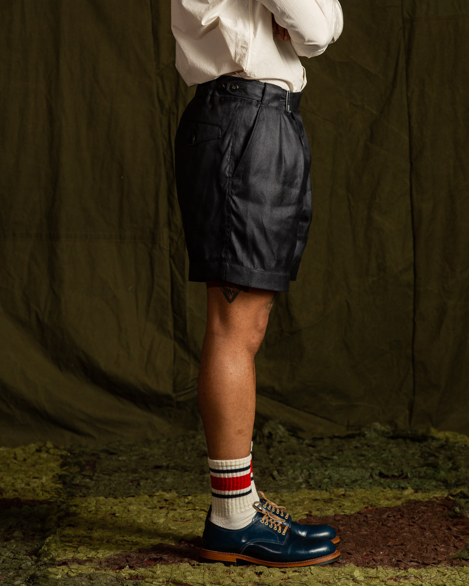 MotivMfg Oblique Shorts - High Twist Tussah Silk Twill/Midnight - Standard & Strange