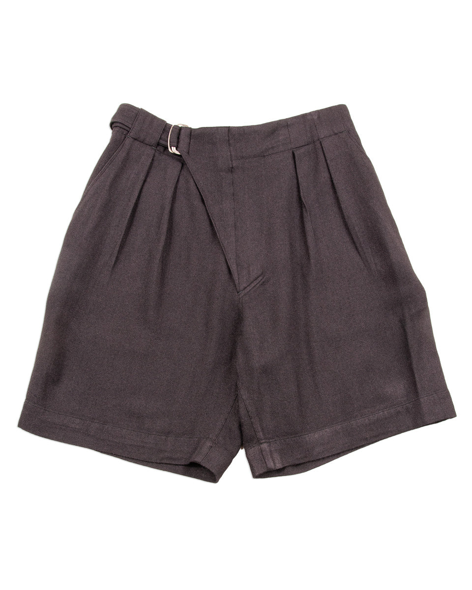 MotivMfg Oblique Shorts - Aubergine Tussah Silk Herringbone - Standard & Strange