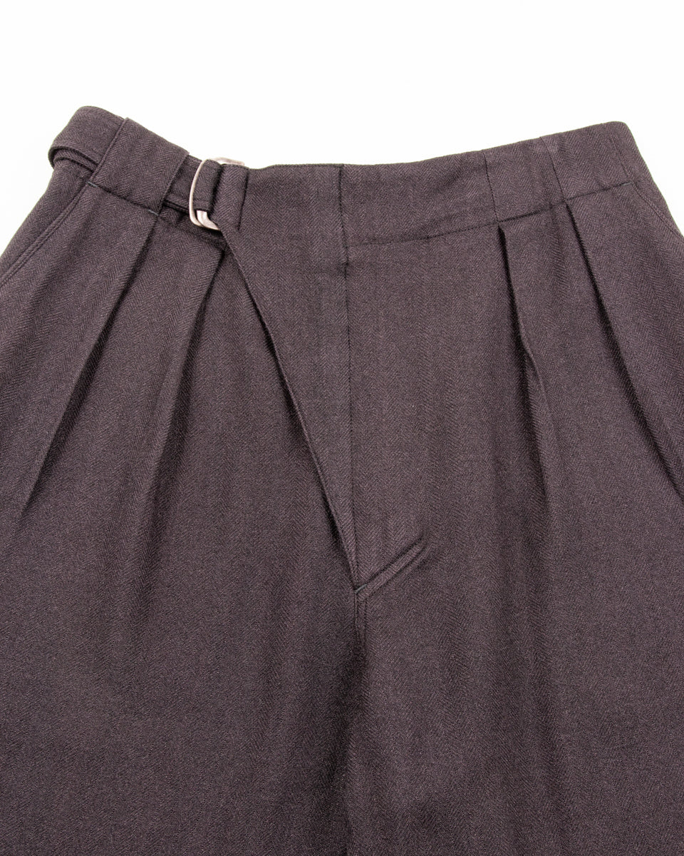 MotivMfg Oblique Shorts - Aubergine Tussah Silk Herringbone - Standard & Strange