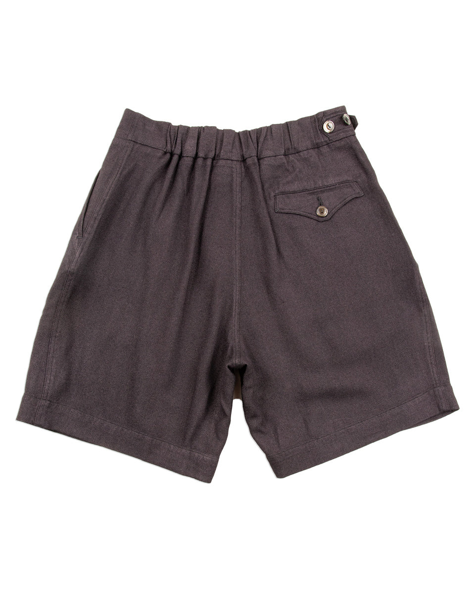 MotivMfg Oblique Shorts - Aubergine Tussah Silk Herringbone - Standard & Strange