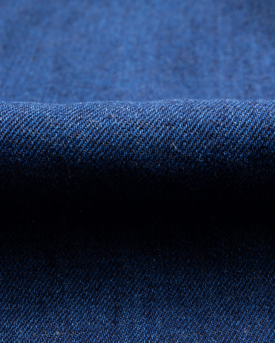 MotivMfg Peak Lapel Lounge Jacket - Indigo Linen Cotton Denim - Standard & Strange