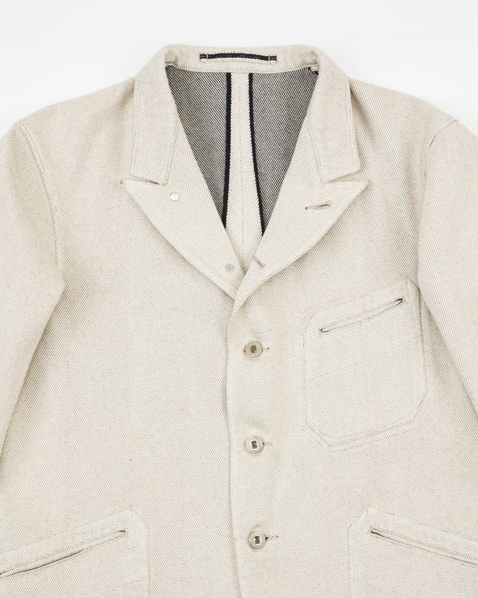 MotivMfg Peak Lapel Lounge Jacket - Natural Tailorable Denim - Standard & Strange
