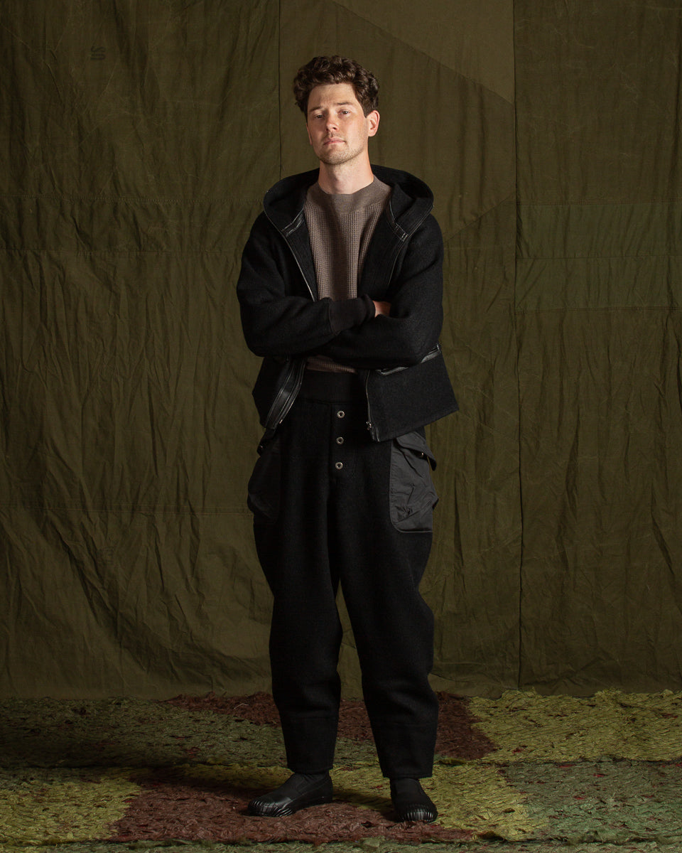 MotivMfg Pilgrimage Hoodie - Black Wool Boucle Knit - Standard & Strange