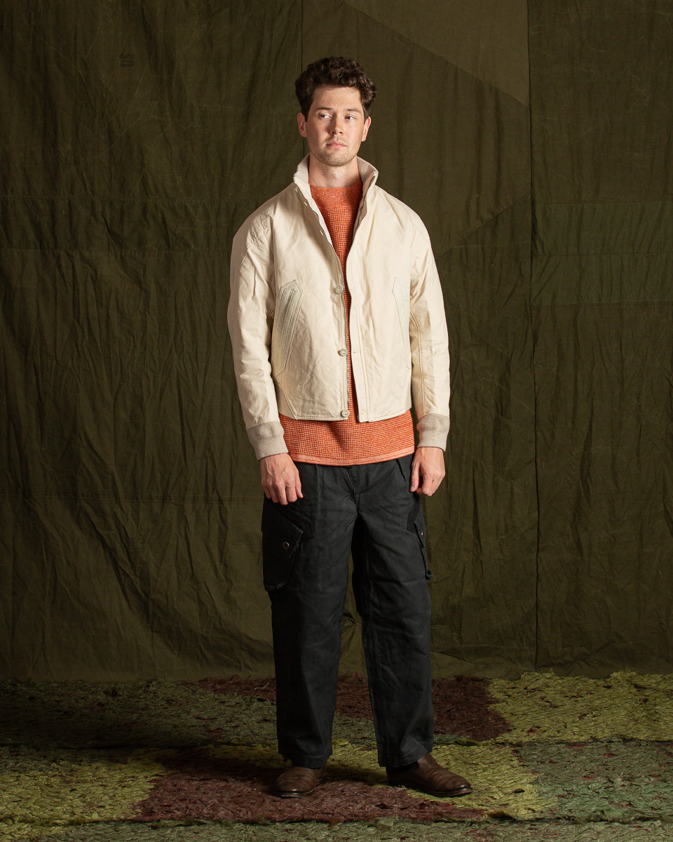 MotivMfg Vector Bomber Jacket Halley Stevenson "Military Finish" - Natural Waxed Cotton - Standard & Strange
