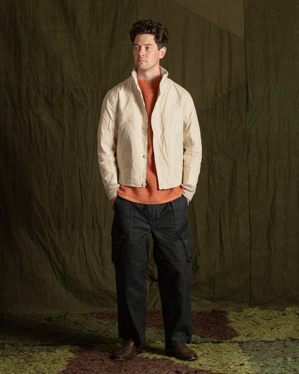 MotivMfg Vector Bomber Jacket Halley Stevenson "Military Finish" - Natural Waxed Cotton - Standard & Strange