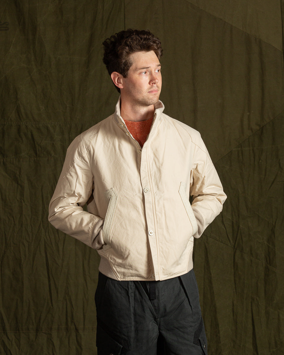 MotivMfg Vector Bomber Jacket Halley Stevenson "Military Finish" - Natural Waxed Cotton - Standard & Strange