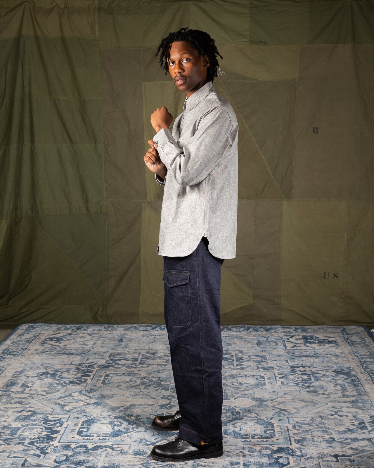 Nigel Cabourn New Medical Shirt - Salt & Pepper - Standard & Strange