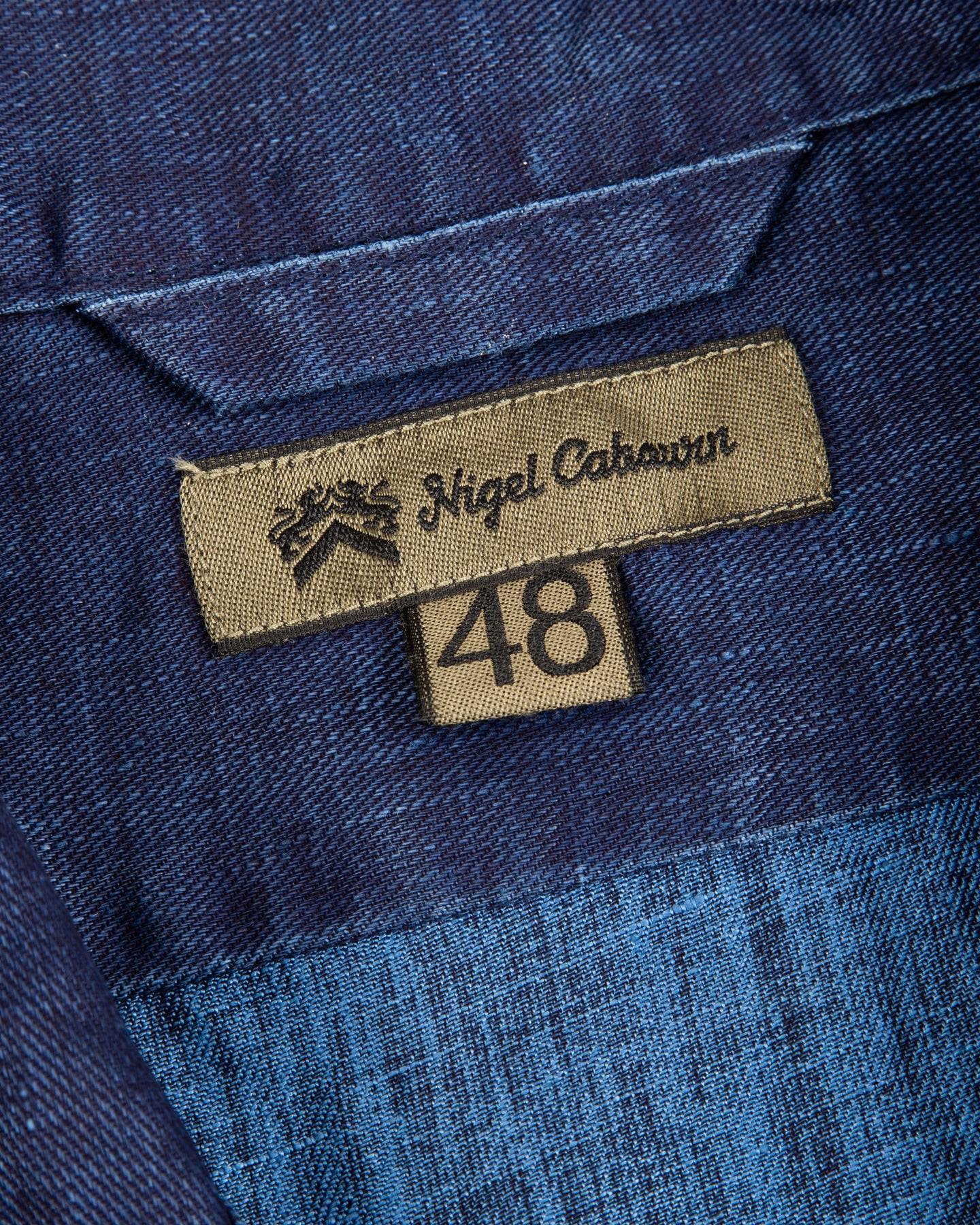 Open Collar S/S Shirt - Indigo Linen