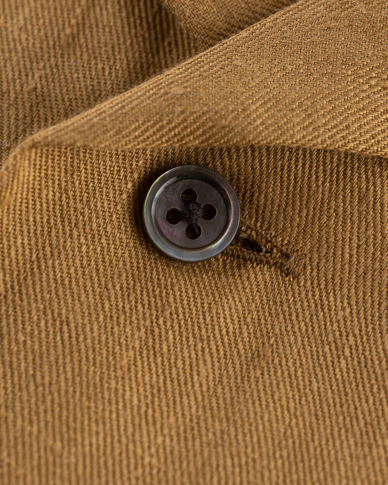 Nigel Cabourn Open Collar Shirt - Khaki Linen Twill - Standard & Strange