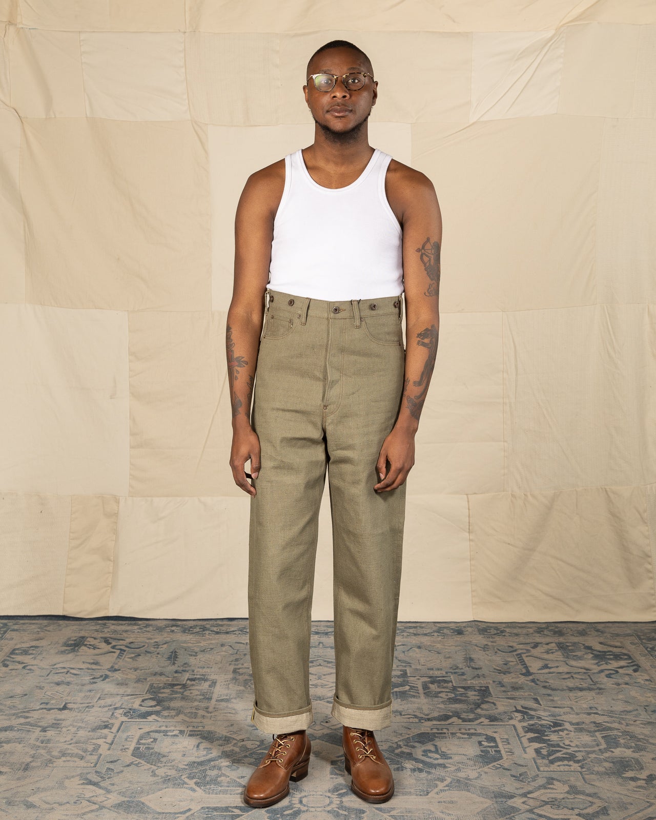 Nigel Cabourn Railman Denim Pant - Green - Standard & Strange