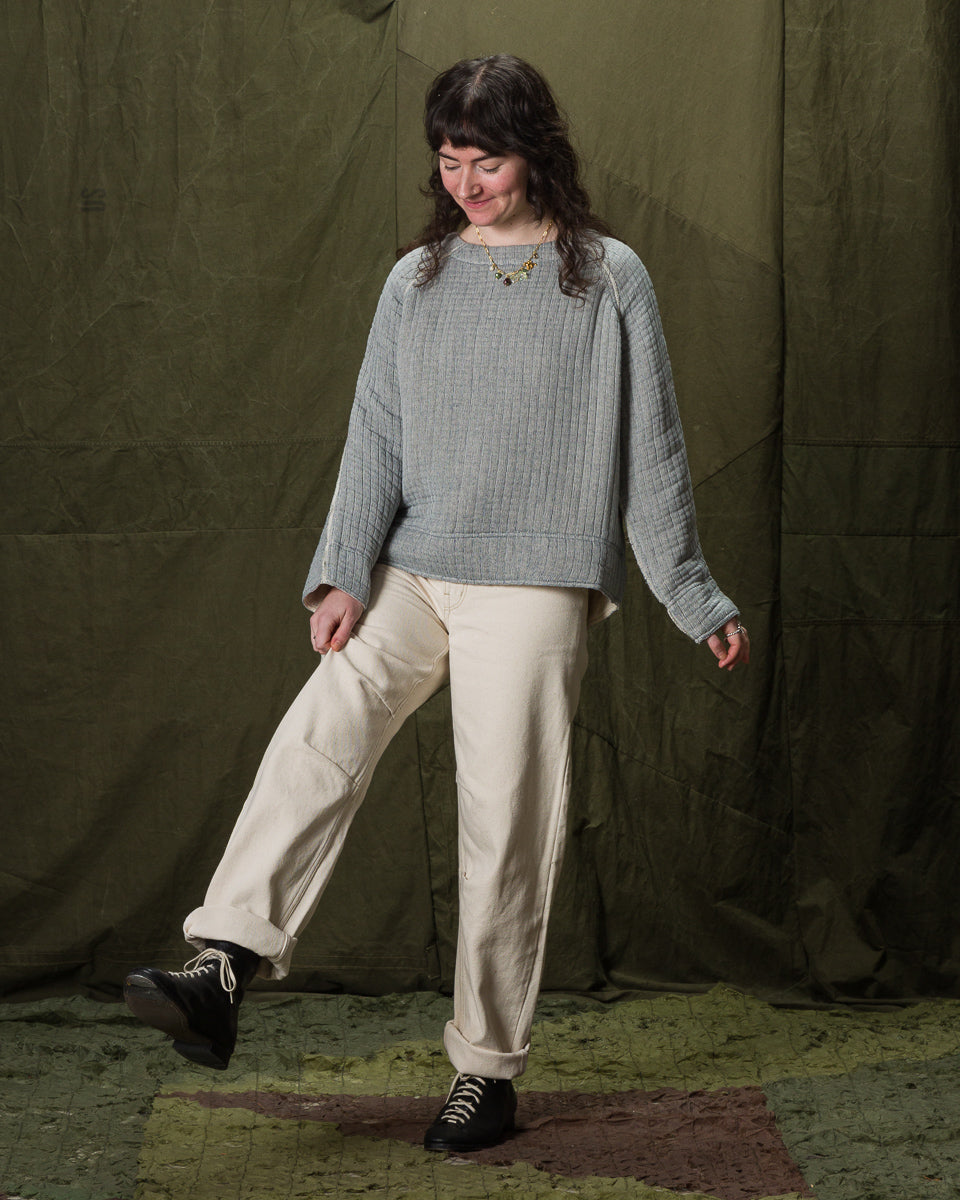 Nymane Together Quilted Sweatshirt - Natural/Indigo - Standard & Strange