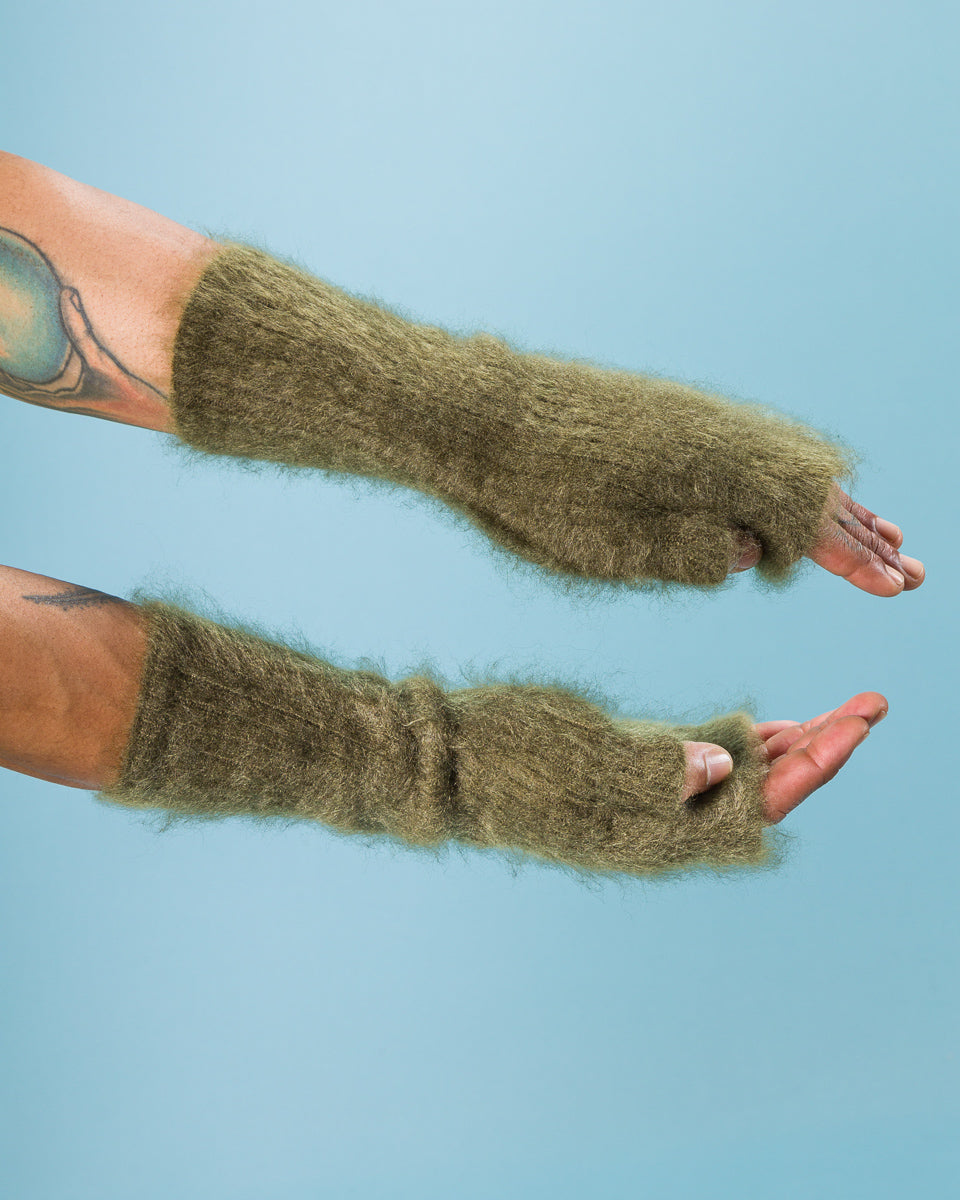 Olde Homesteader & Daughter Fur Cashmere Gloves - Moss - Standard & Strange