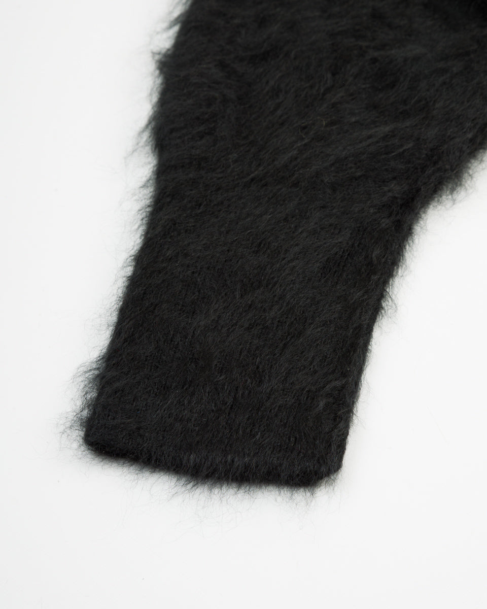 Olde H & Daughter Fur Cashmere V Pullover - Black 10 - Standard & Strange