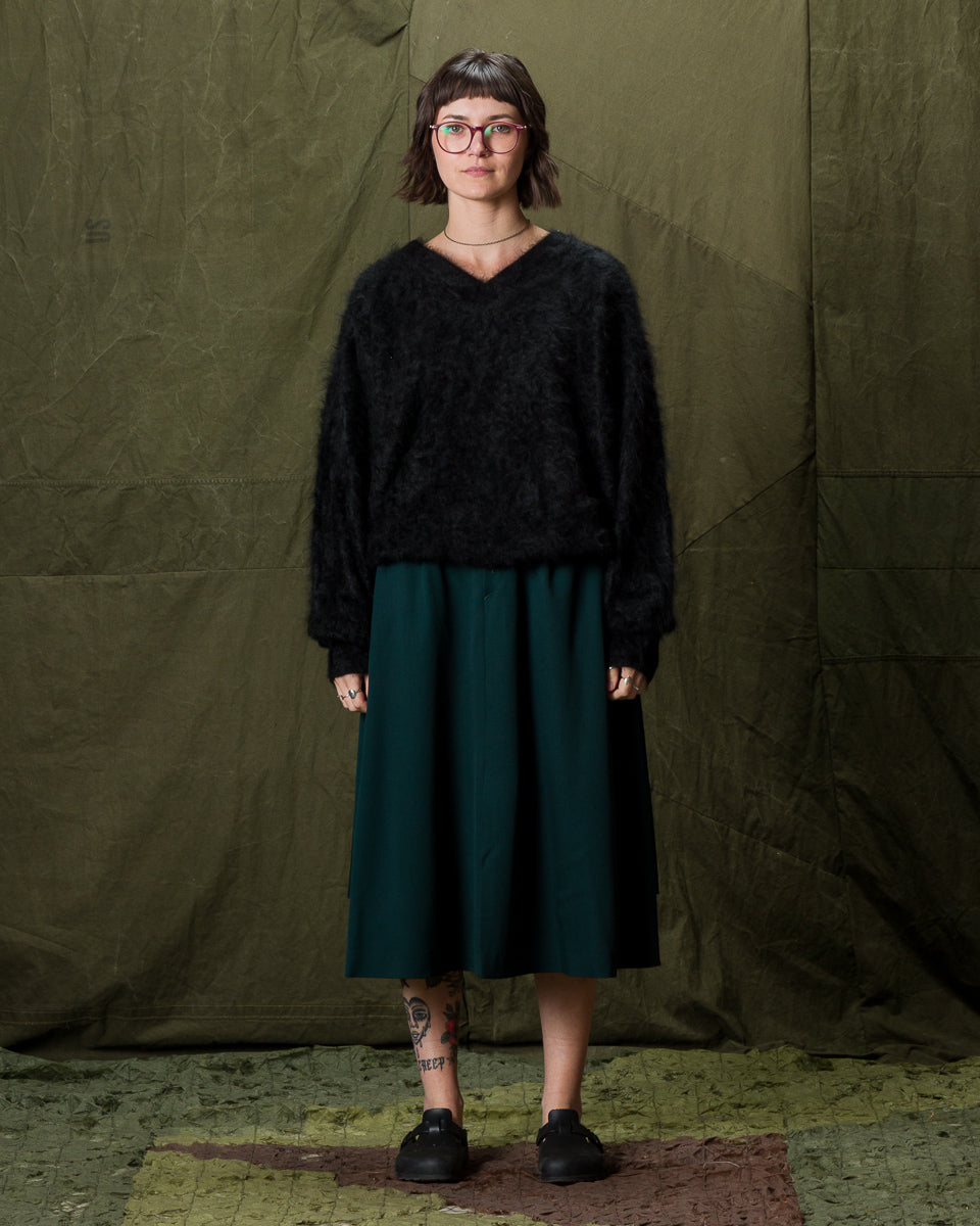 Olde H & Daughter Fur Cashmere V Pullover - Black 10 - Standard & Strange