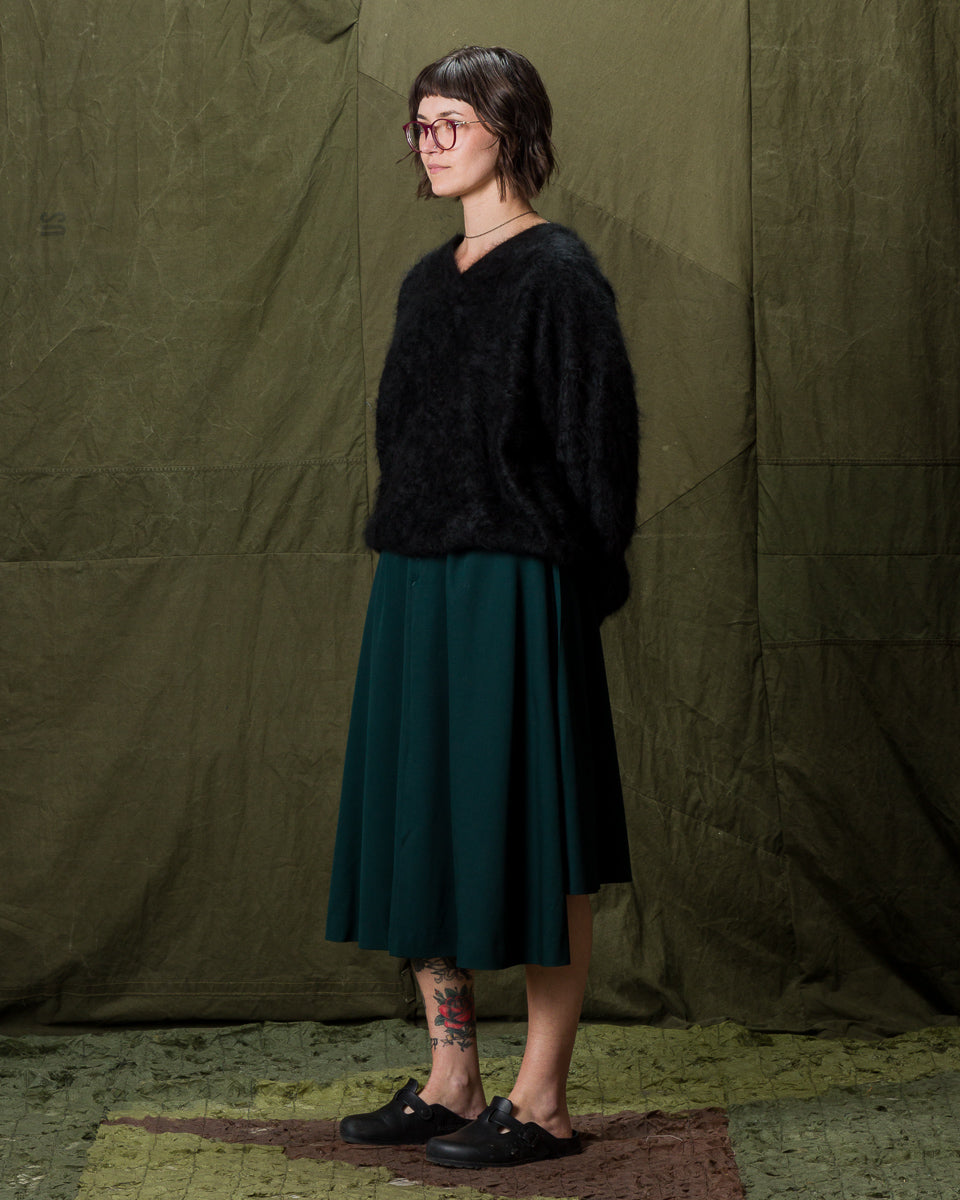 Olde H & Daughter Fur Cashmere V Pullover - Black 10 - Standard & Strange