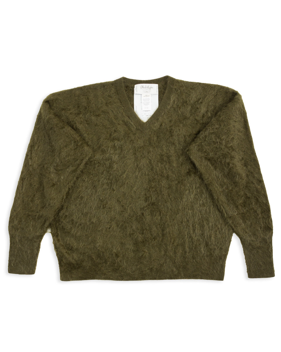 Fur Cashmere V Pullover - Moss 10