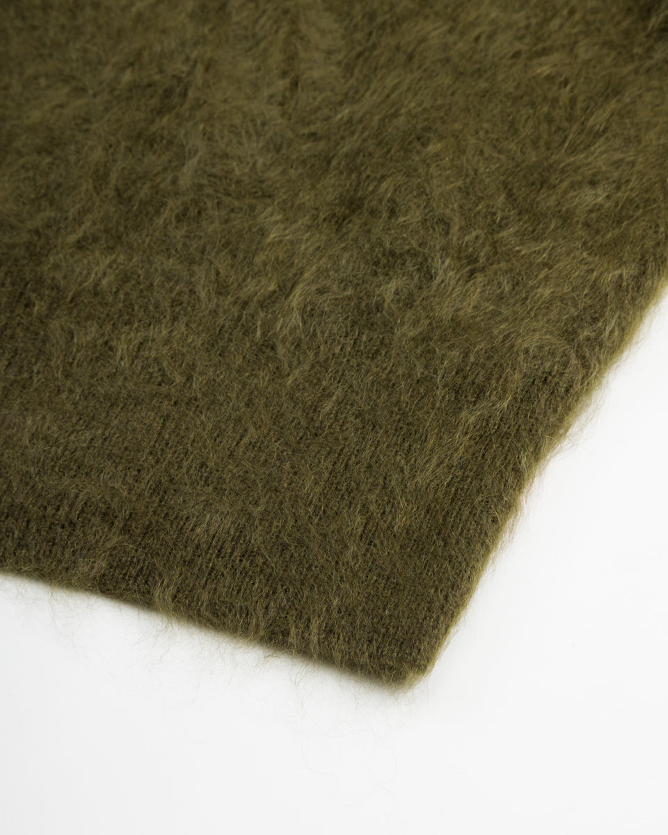 Olde Homesteader & Daughter Fur Cashmere V Pullover - Moss 10 - Standard & Strange