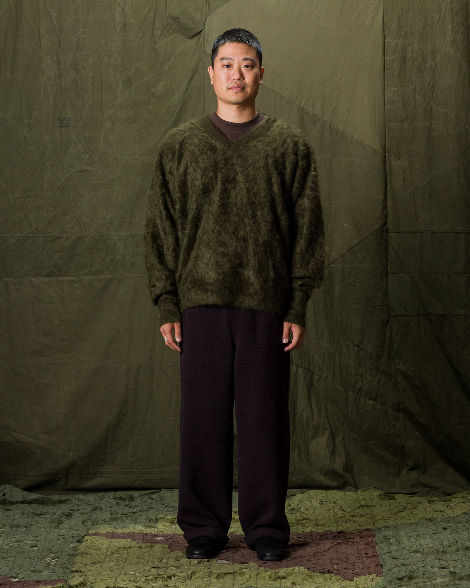 Olde Homesteader & Daughter Fur Cashmere V Pullover - Moss 10 - Standard & Strange