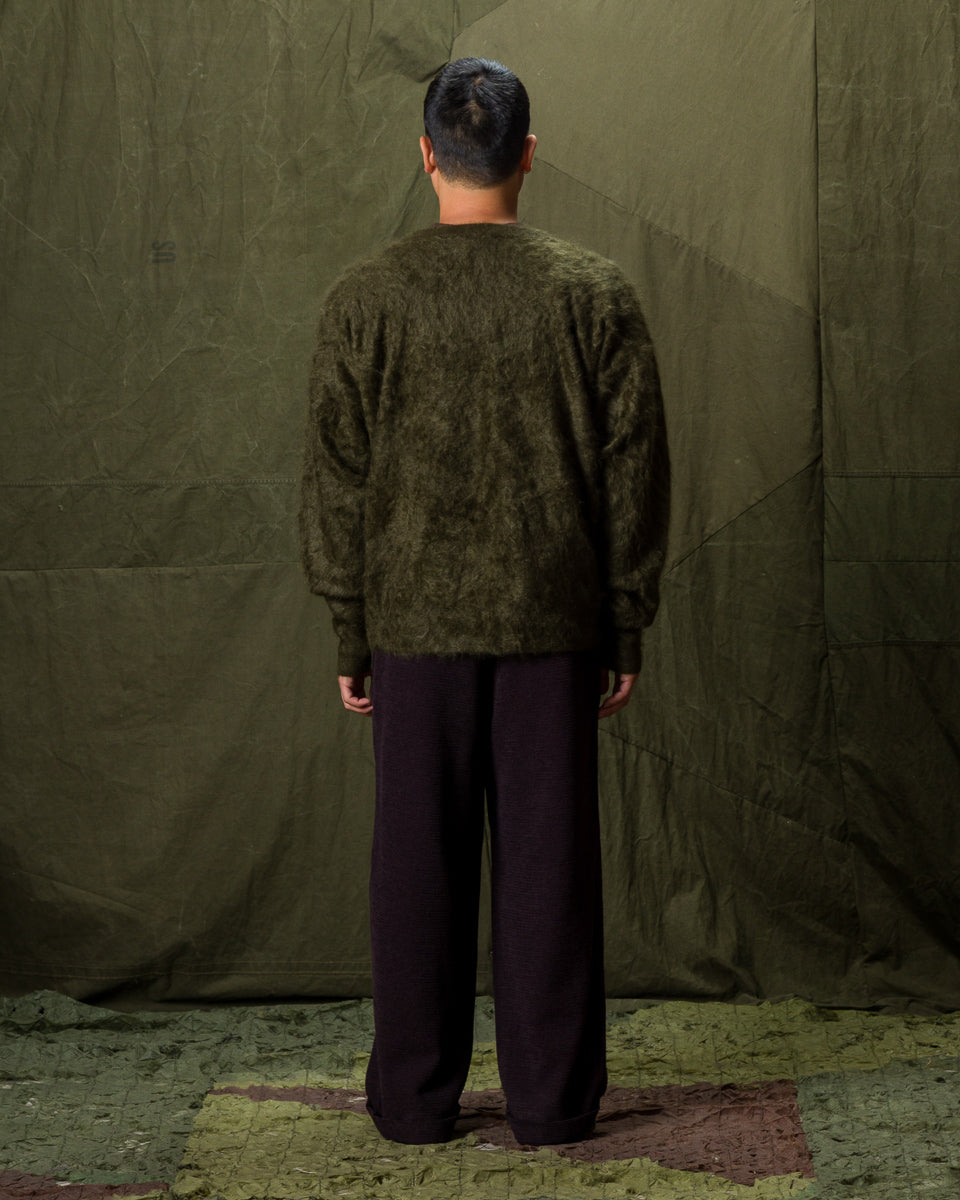 Olde Homesteader & Daughter Fur Cashmere V Pullover - Moss 10 - Standard & Strange