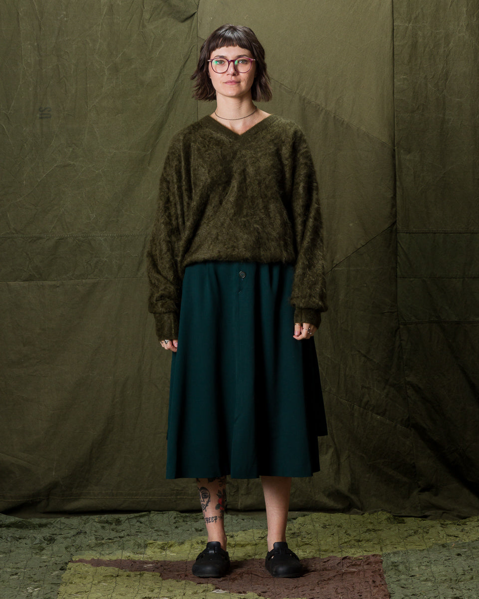 Olde Homesteader & Daughter Fur Cashmere V Pullover - Moss 10 - Standard & Strange