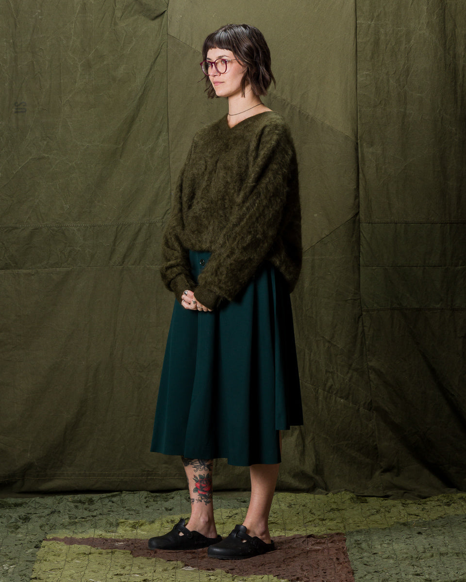 Olde Homesteader & Daughter Fur Cashmere V Pullover - Moss 10 - Standard & Strange