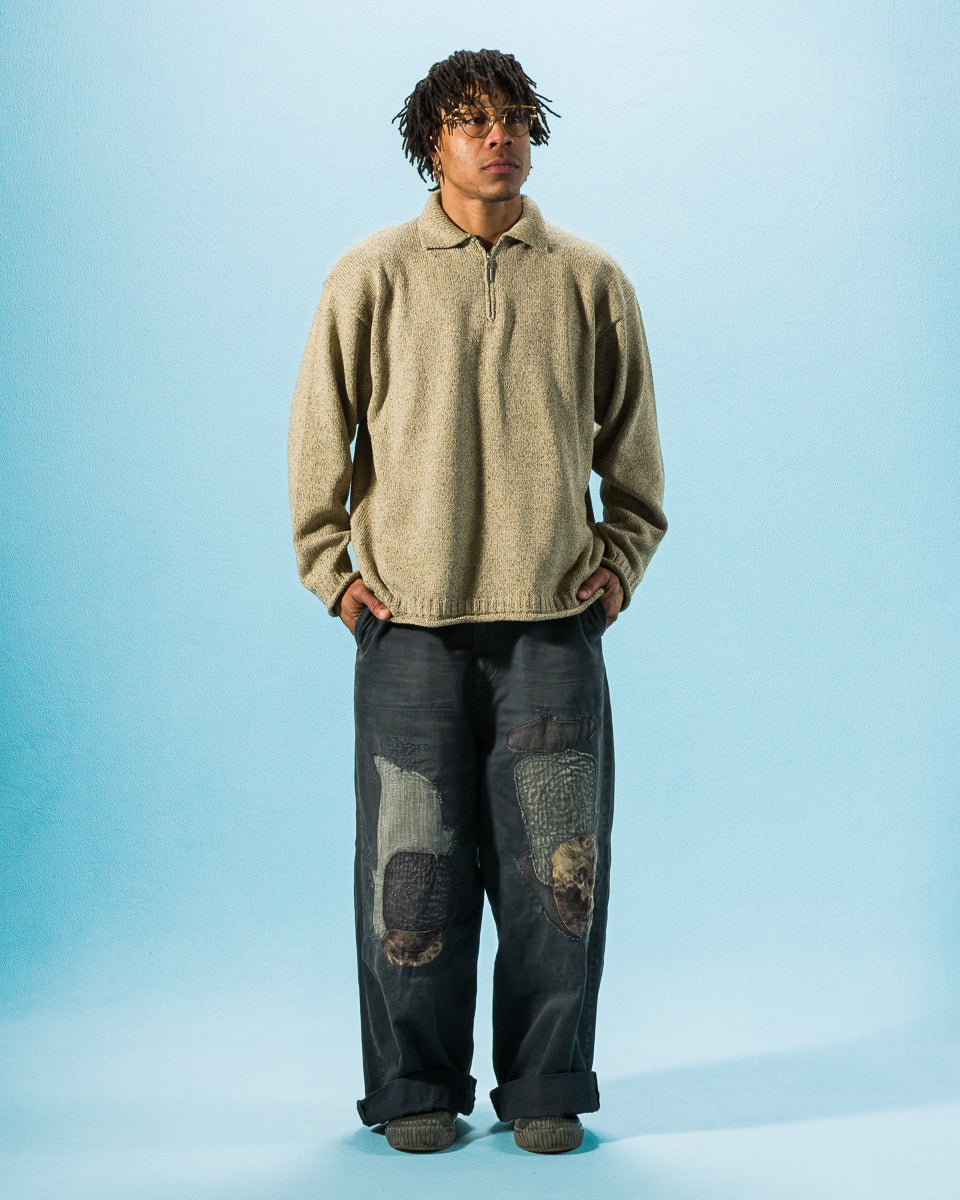 Olde Homesteader & Daughter Silk Cotton Half Zip Pullover - Sage Green 08 - Standard & Strange