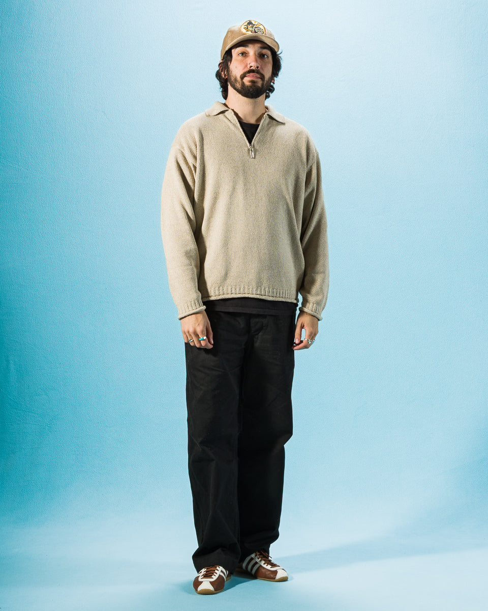 Olde Homesteader & Daughter Silk Cotton Half Zip Pullover - Stone 08 - Standard & Strange