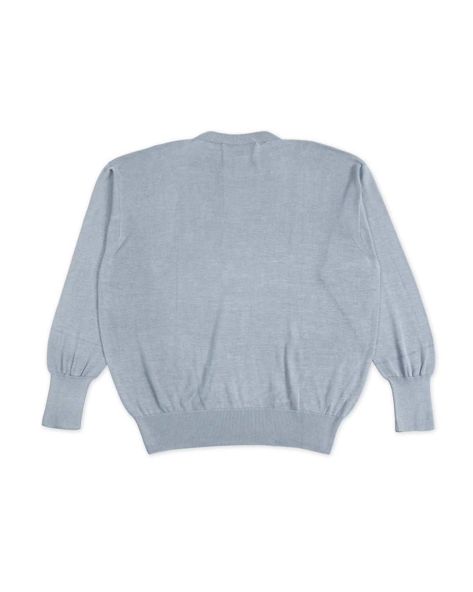 Olde Homesteader & Daughter Silk Plain Stitch Crewneck L/S - Blue Stone 10 - Standard & Strange