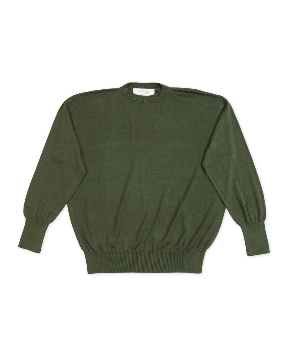 Olde Homesteader & Daughter Silk Plain Stitch Crewneck L/S - Dark Ivy 10 - Standard & Strange