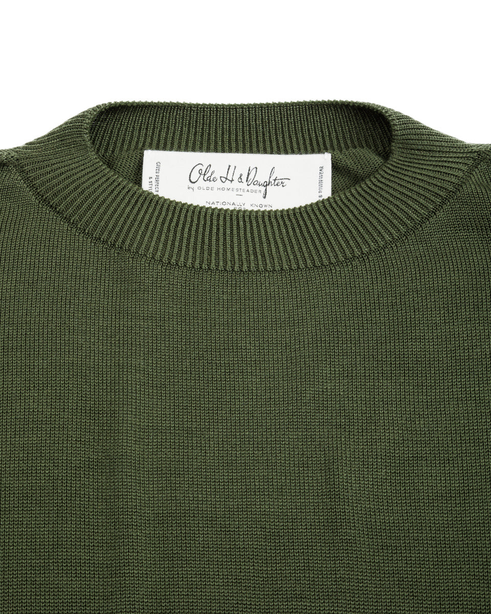 Olde Homesteader & Daughter Silk Plain Stitch Crewneck L/S - Dark Ivy 10 - Standard & Strange