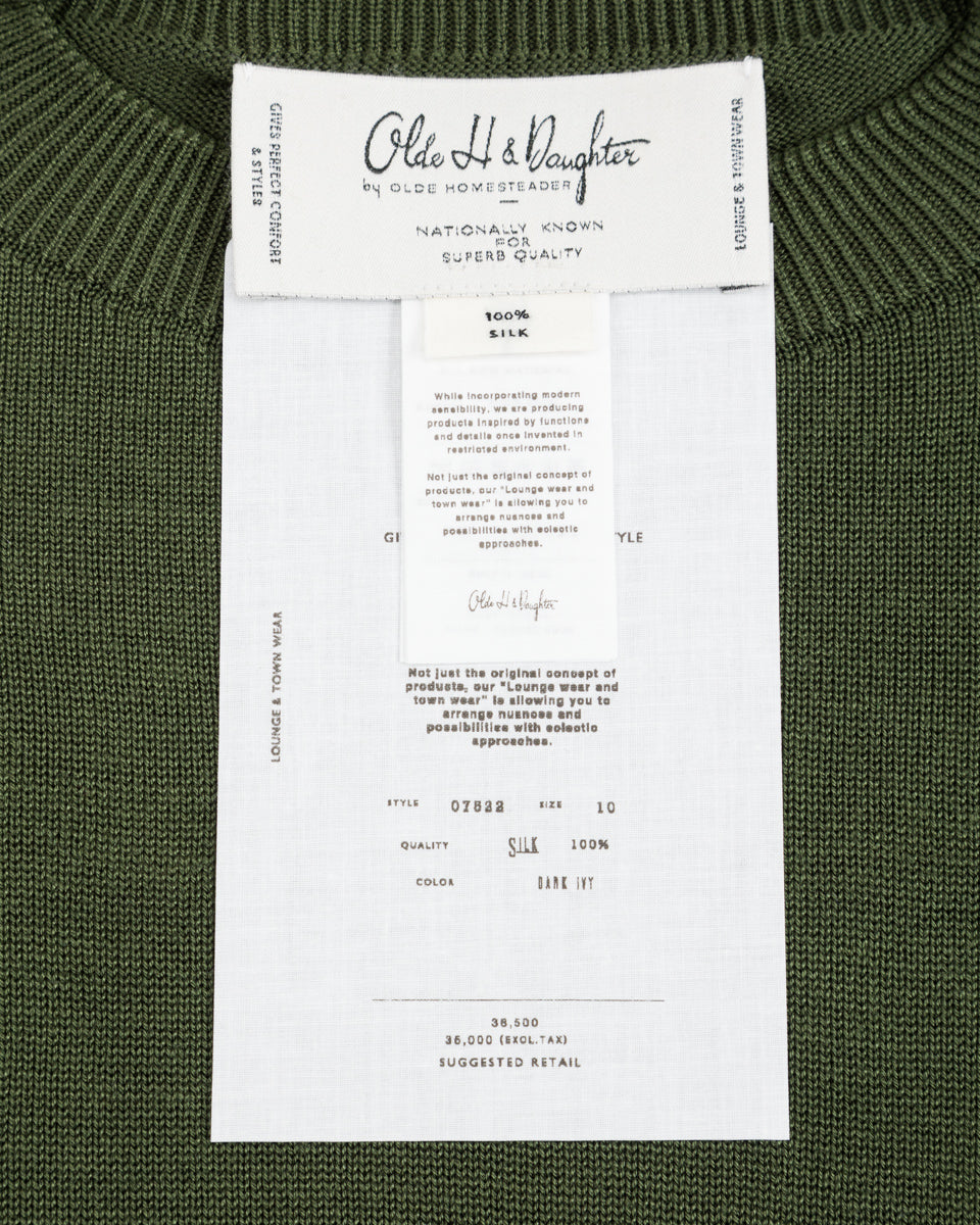 Olde Homesteader & Daughter Silk Plain Stitch Crewneck L/S - Dark Ivy 10 - Standard & Strange
