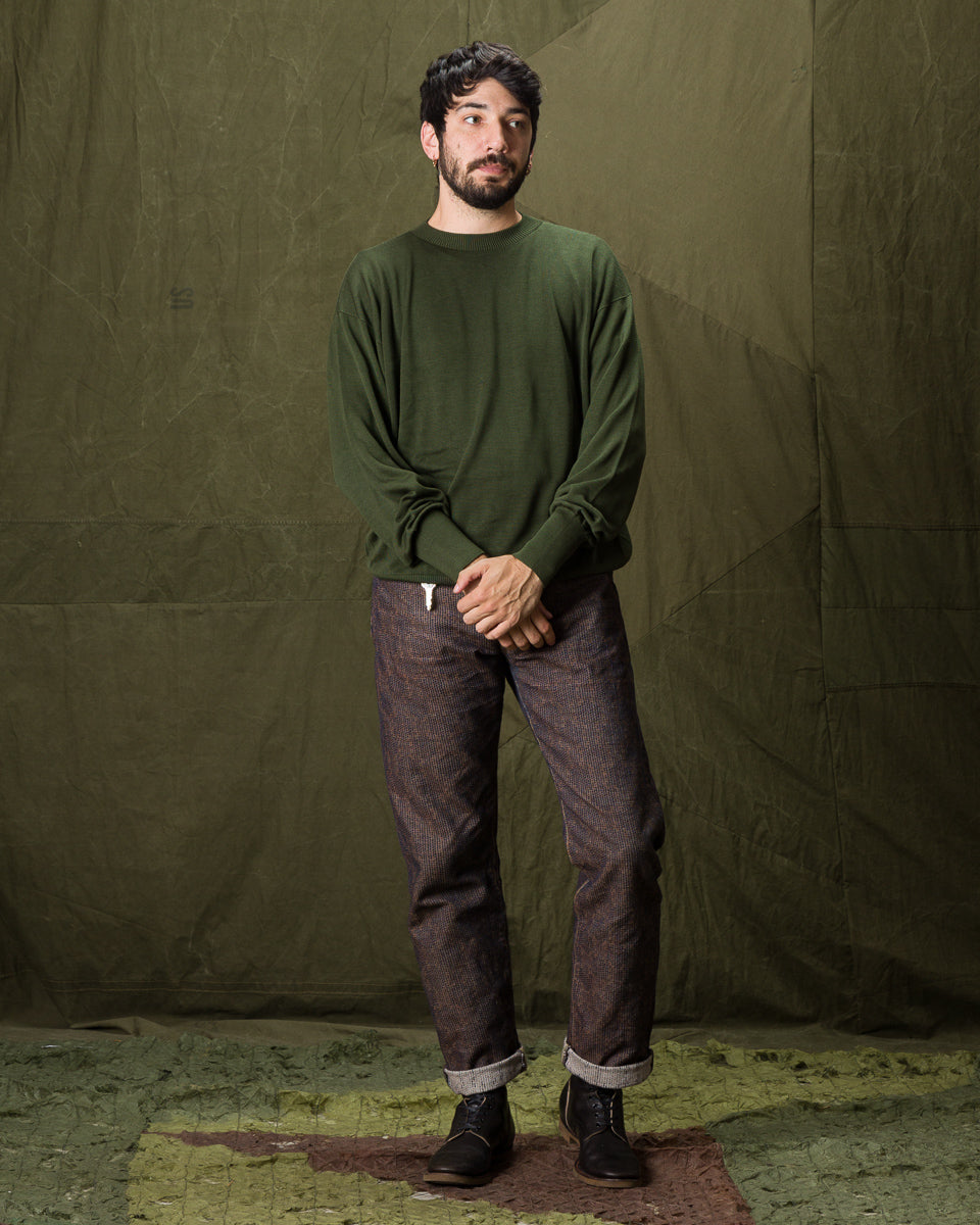 Olde Homesteader & Daughter Silk Plain Stitch Crewneck L/S - Dark Ivy 10 - Standard & Strange