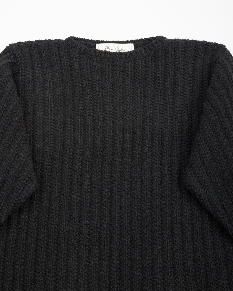 Olde Homesteader & Daughter Slub Cashmere Boat Pullover - Black 10 - Standard & Strange