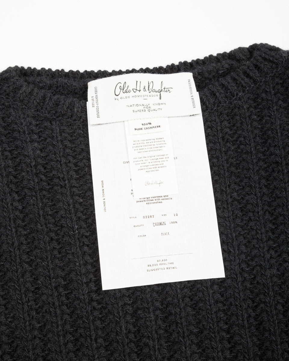 Olde Homesteader & Daughter Slub Cashmere Boat Pullover - Black 10 - Standard & Strange