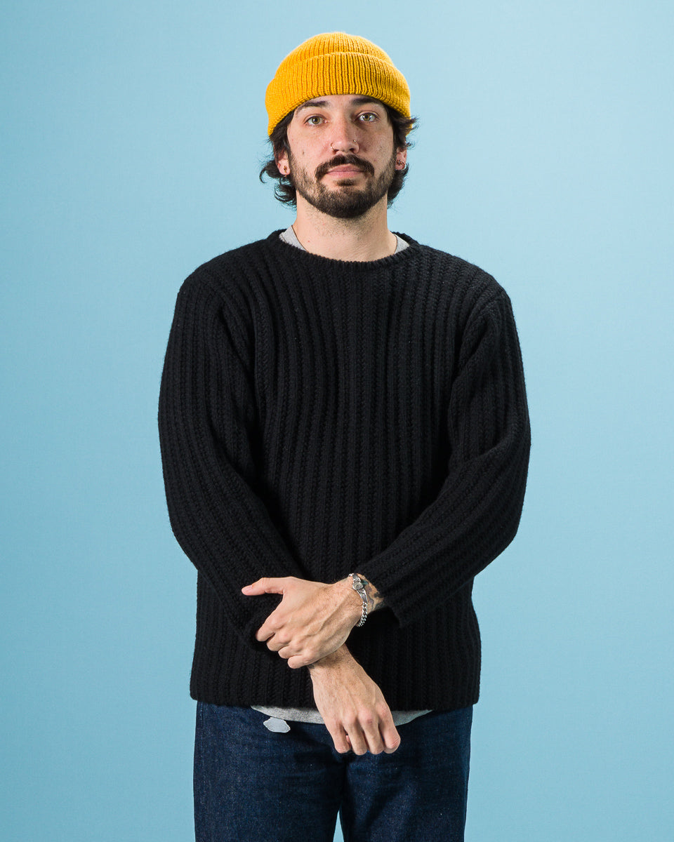 Olde Homesteader & Daughter Slub Cashmere Boat Pullover - Black 10 - Standard & Strange