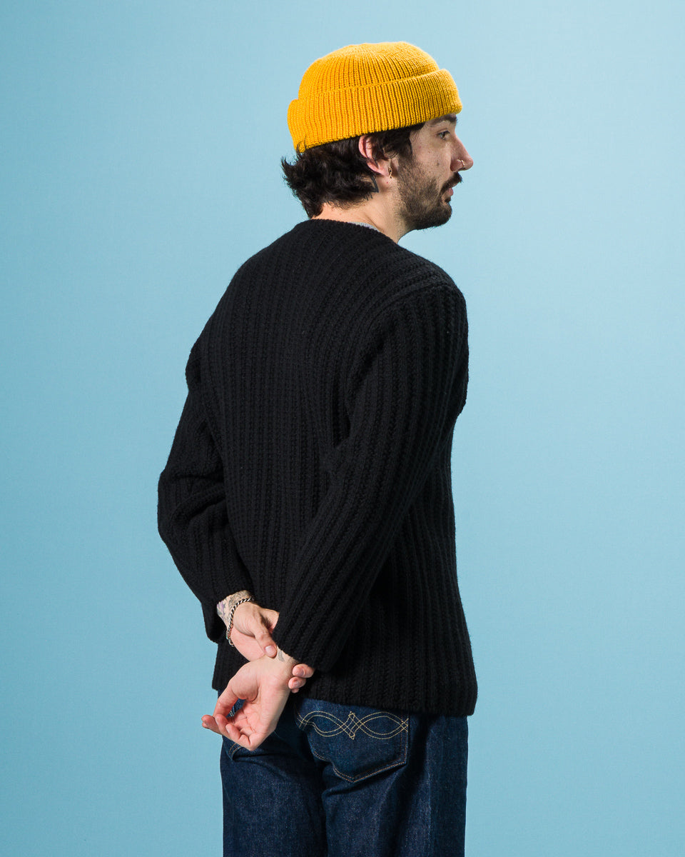 Olde Homesteader & Daughter Slub Cashmere Boat Pullover - Black 10 - Standard & Strange