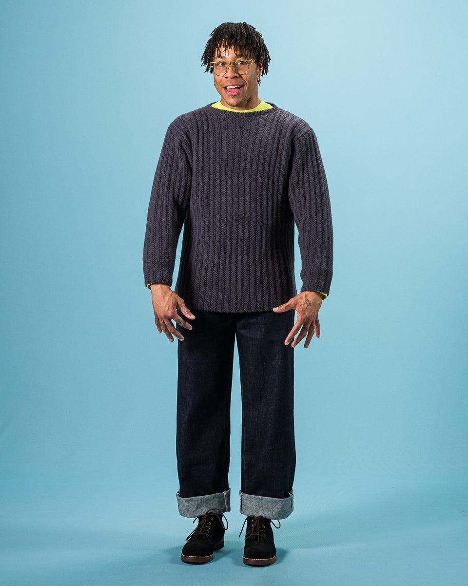 Olde Homesteader & Daughter Slub Cashmere Boat Pullover - Navy 10 - Standard & Strange