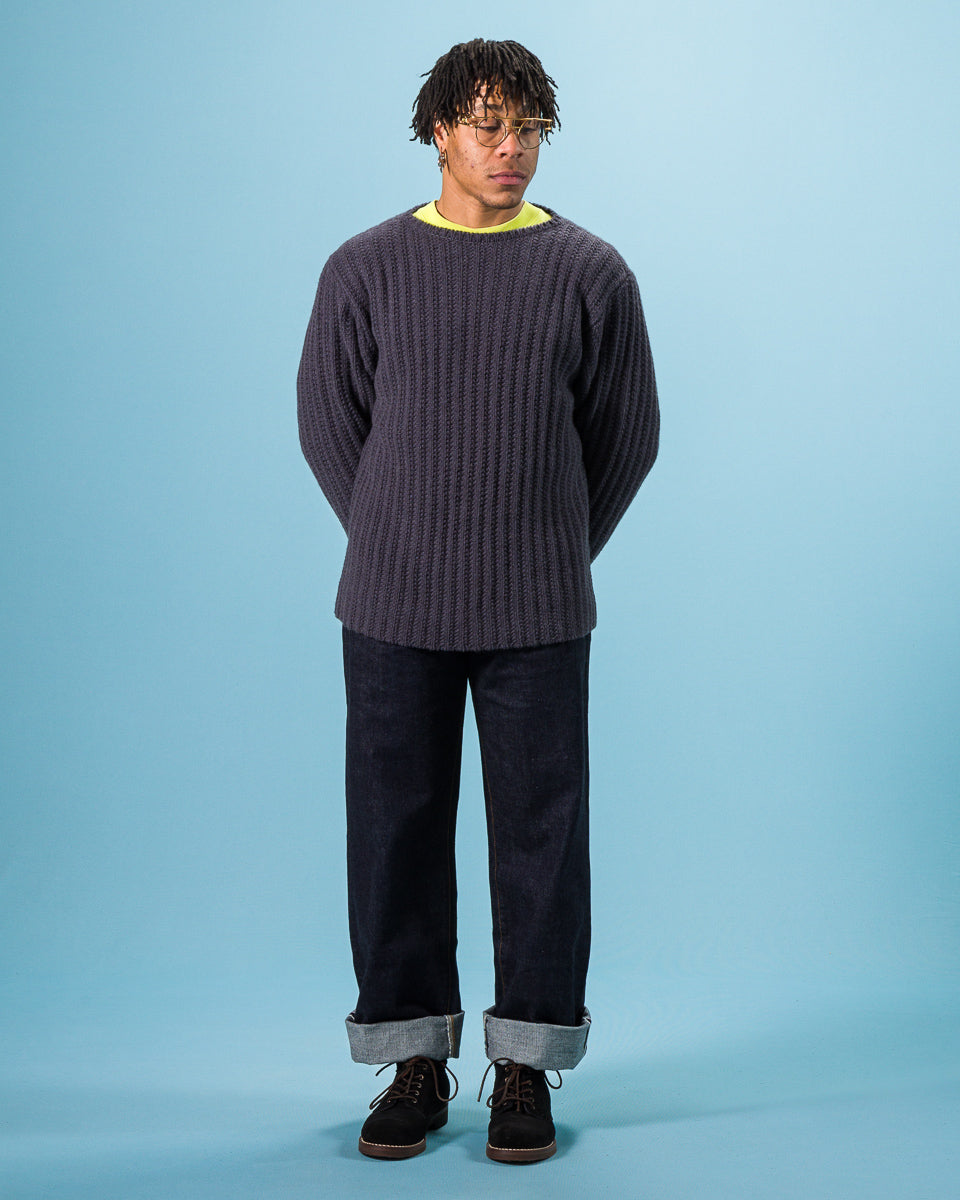 Olde Homesteader & Daughter Slub Cashmere Boat Pullover - Navy 10 - Standard & Strange