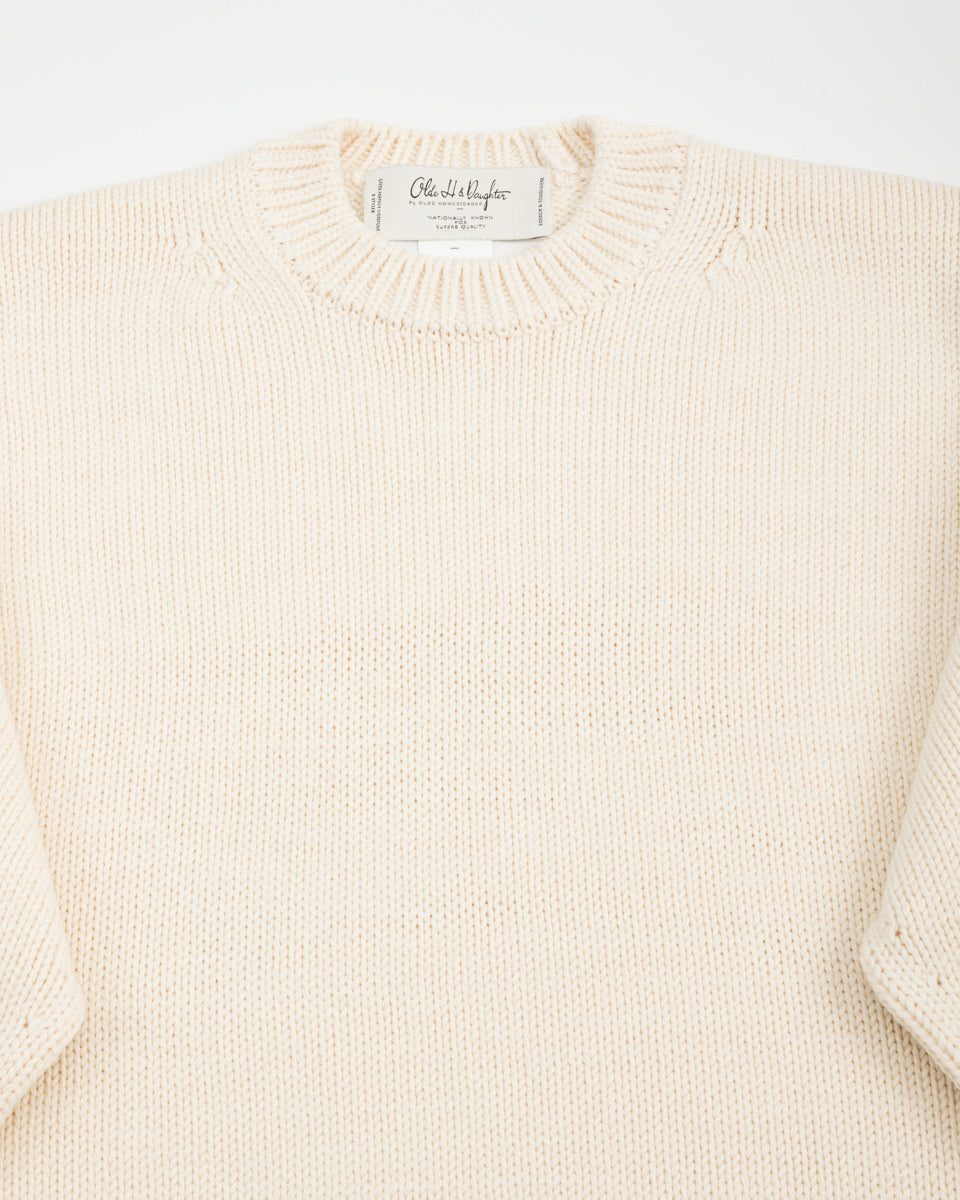 Olde H & Daughter Wool Crewneck Pullover - Ecru 10 - Standard & Strange