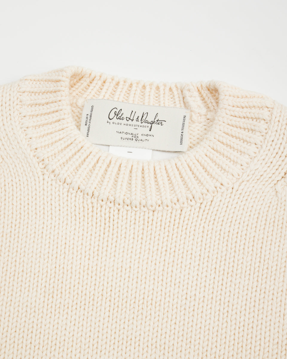 Olde H & Daughter Wool Crewneck Pullover - Ecru 10 - Standard & Strange