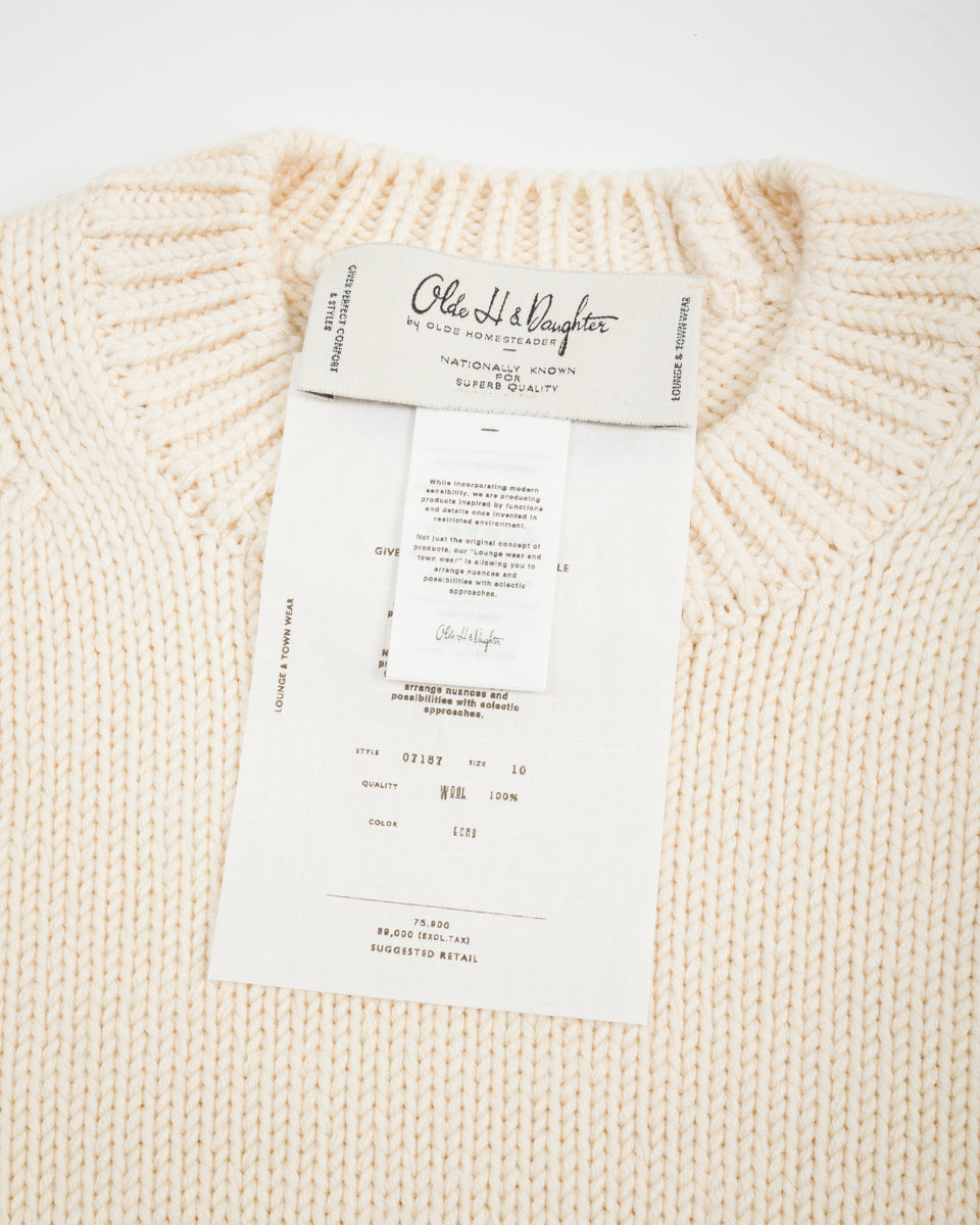 Olde H & Daughter Wool Crewneck Pullover - Ecru 10 - Standard & Strange