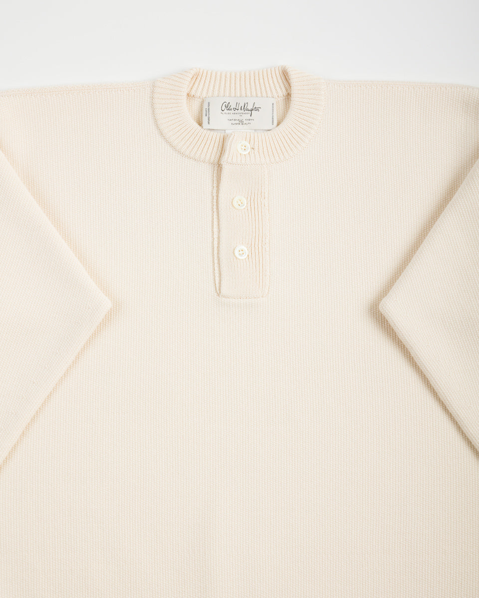 Olde Homesteader & Daughter Wool Henley Neck L/S - Ecru 10 - Standard & Strange