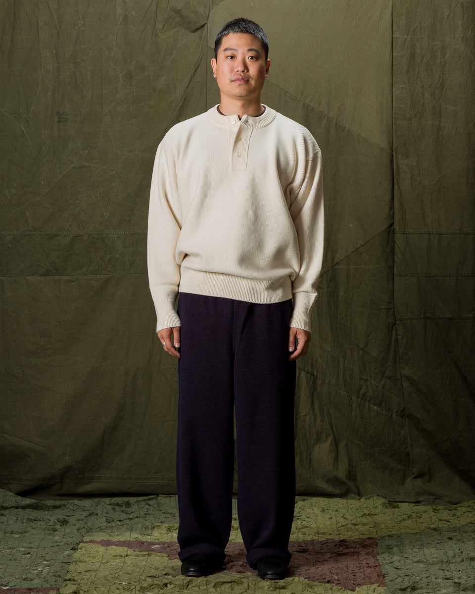 Olde Homesteader & Daughter Wool Henley Neck L/S - Ecru 10 - Standard & Strange