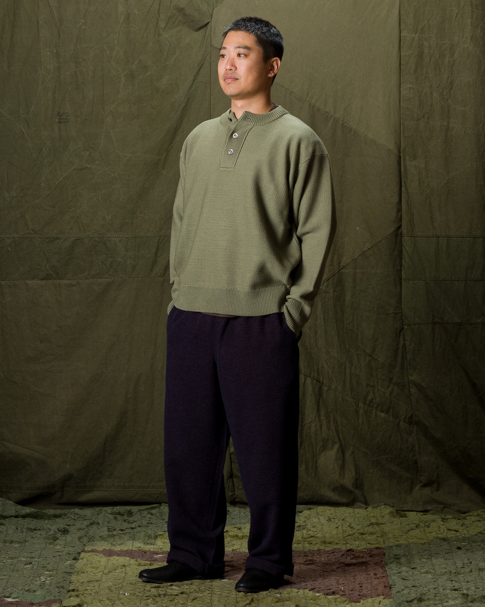 Olde Homesteader & Daughter Wool Henley Neck L/S - Smoke Moss 10 - Standard & Strange