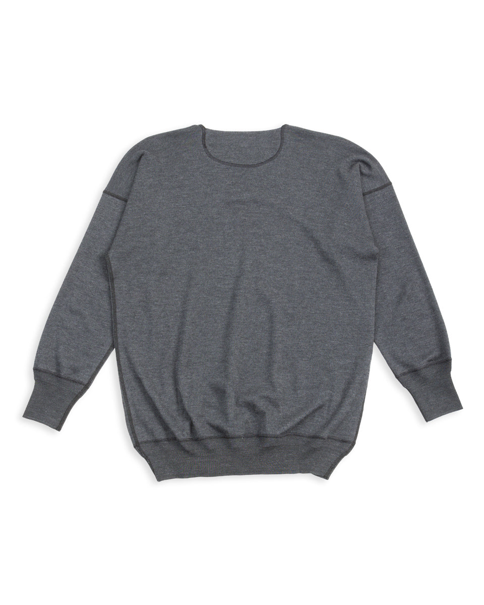 Olde Homesteader Cashmere Interlock Crewneck L/S - Black Heather - Standard & Strange