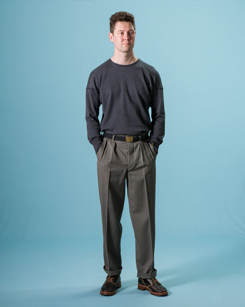 Olde Homesteader Cashmere Interlock Crewneck L/S - Black Heather - Standard & Strange