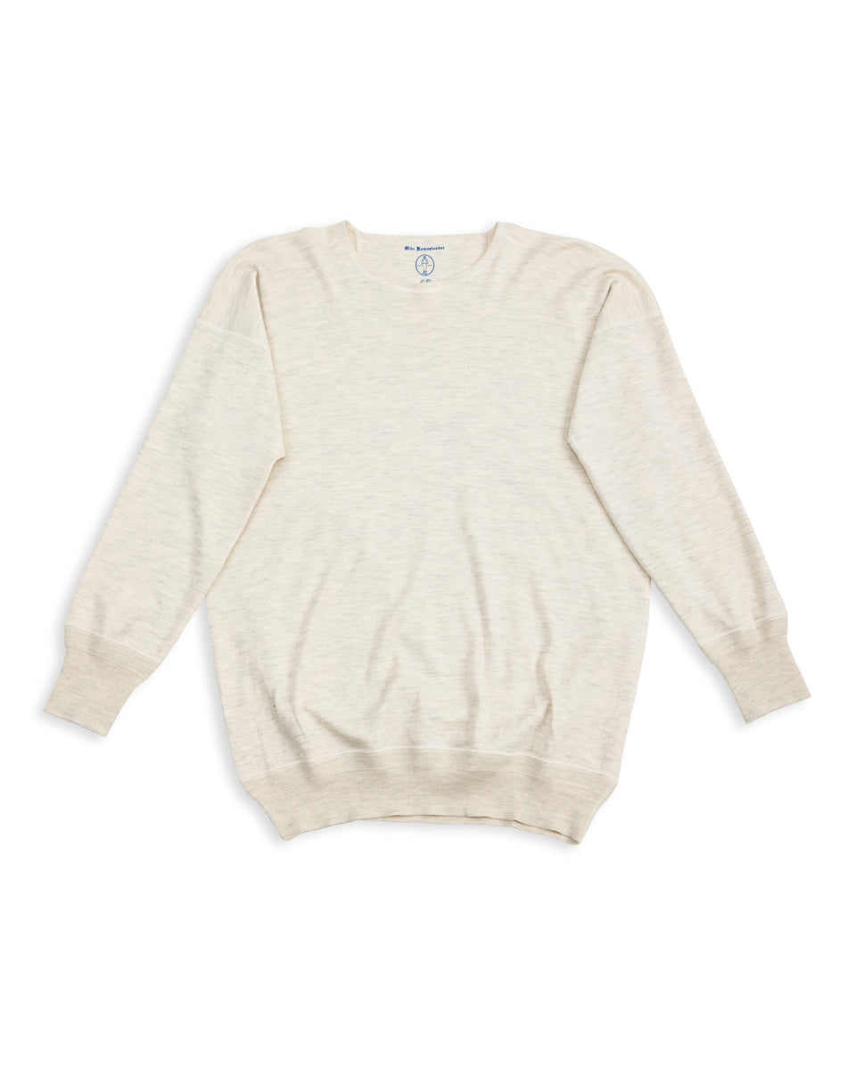 Olde Homesteader Cashmere Interlock Crewneck L/S - Ecru Heather - Standard & Strange