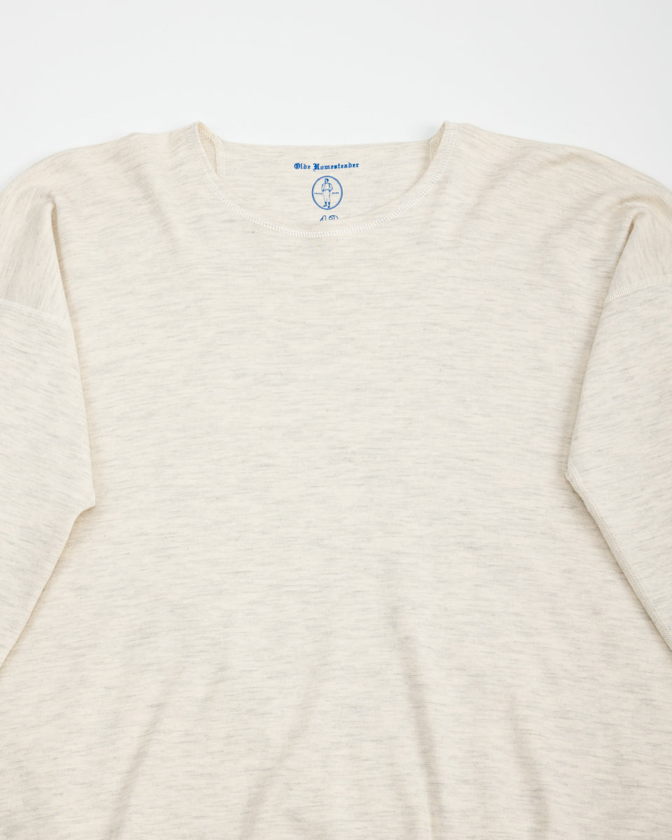 Olde Homesteader Cashmere Interlock Crewneck L/S - Ecru Heather - Standard & Strange