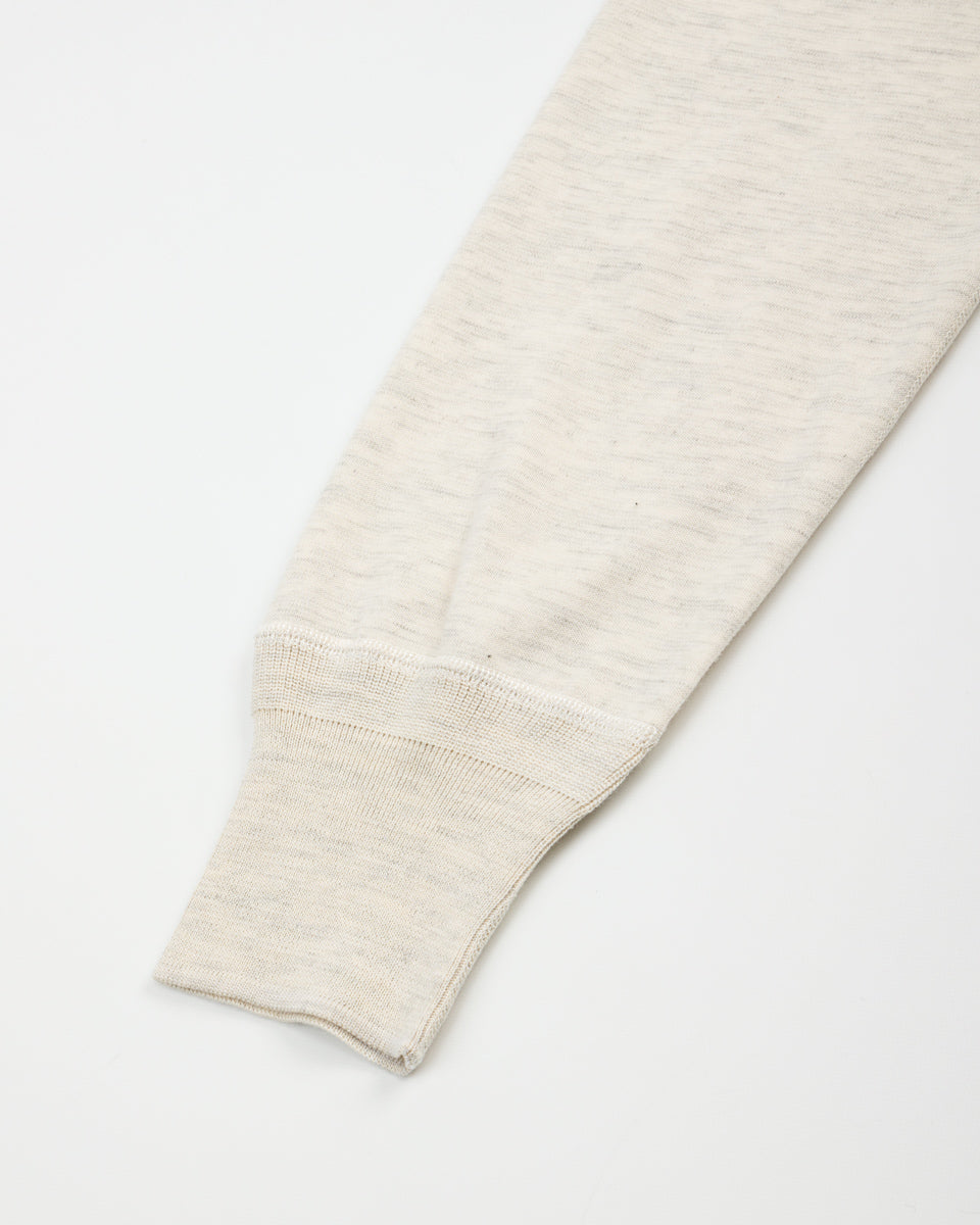 Olde Homesteader Cashmere Interlock Henley Neck L/S - Ecru Heather - Standard & Strange