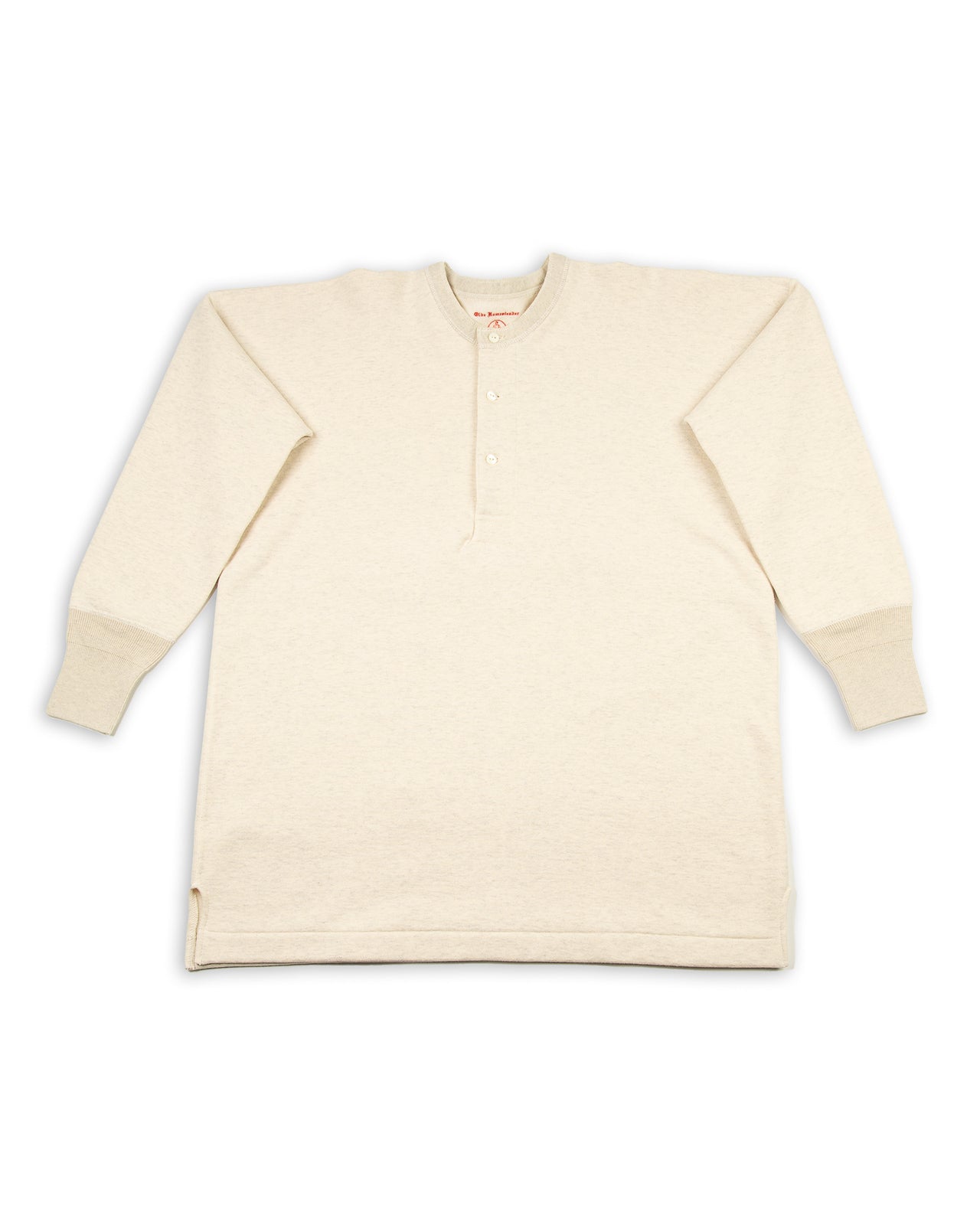 Olde Homesteader Cotton Fleece Henley Neck L/S - Ecru Heather - Standard & Strange